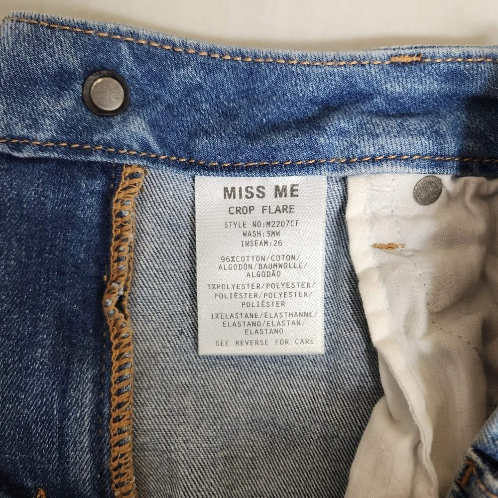 Miss Me Womens |29| Mid Rise M2207CF Crop Flare Fray Jeans